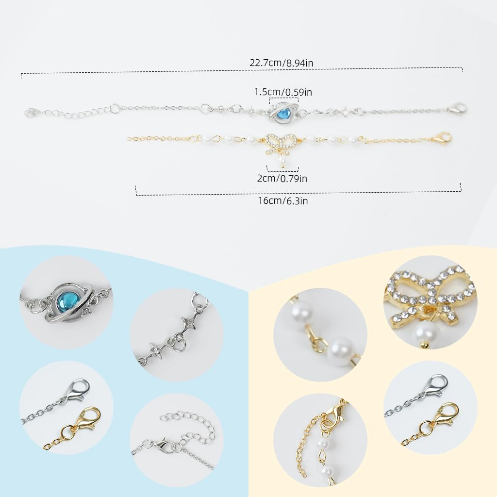 SANNIDHI 4Pcs Girls Beads Bracelets Kit Chain Bracelets Beaded Bracelets Dreamy Glass Beaded Bracelets Layered Chain Bracelets Friendship Bracelet Women Girls Bracelet Jewelry Gift