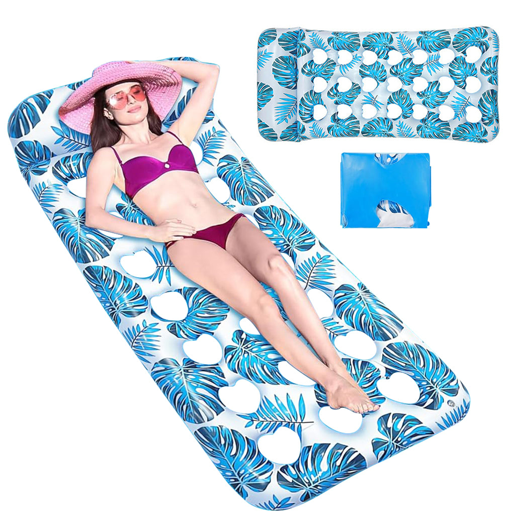 Proberos Inflatable Pool Lounger for Adult 5.25ft Long Swimming Pool Float Inflatable PVC Swimming Pool Float Seat Water Floating Bed for Pool Water Lounging Bed for Sunlight Bathing, Blue