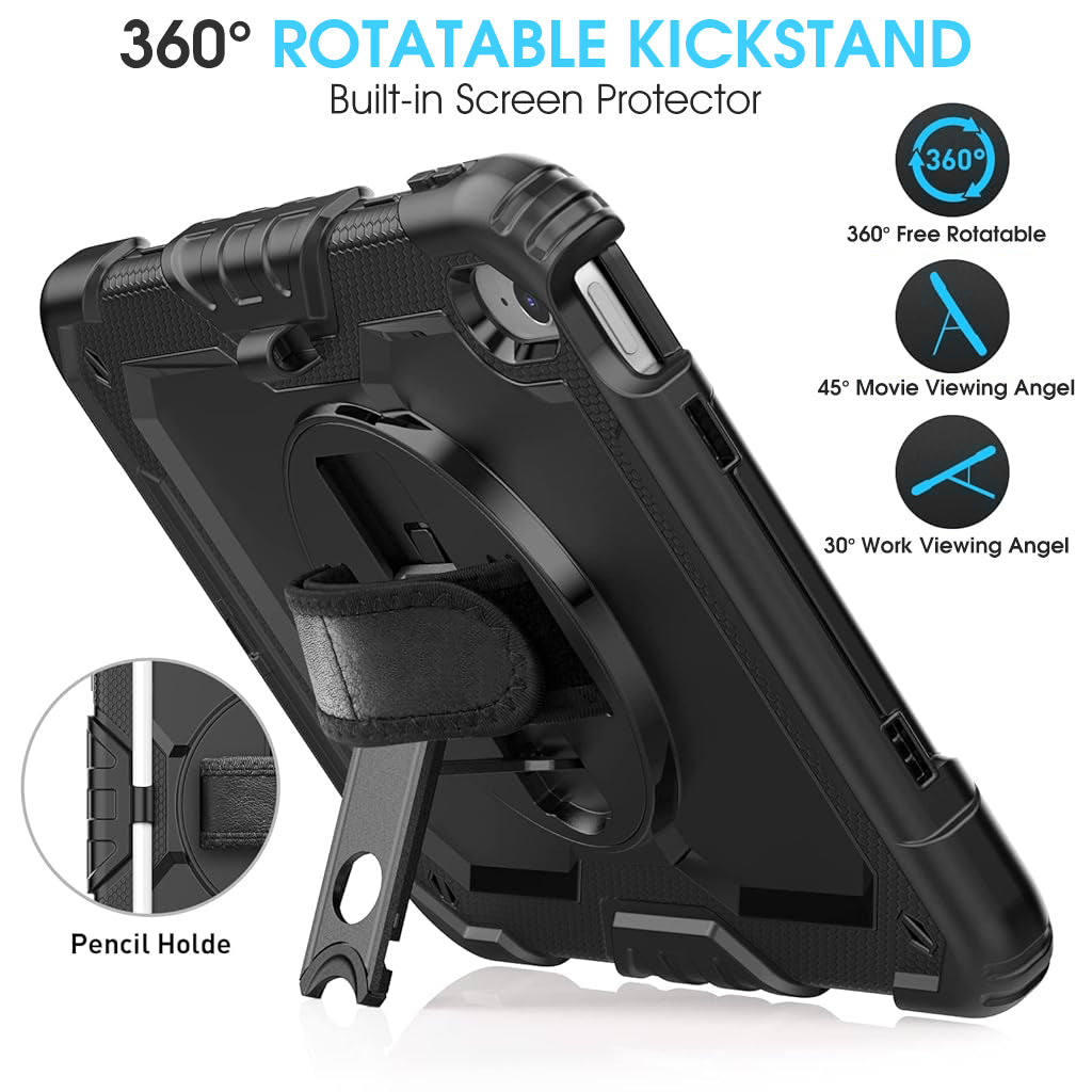 ZORBES Cover Case for iPad 10th Gen Rugged Silicone Case Cover with Back Bracket & Hand Strap 360 Degree Rotatable Kickstand Bracket Design Protective Case for iPad 10th Gen