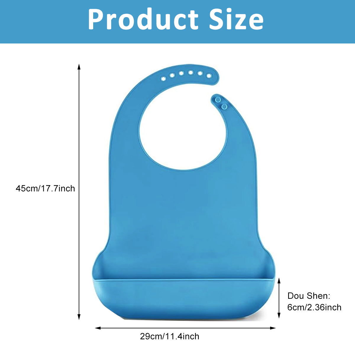 HANNEA Silicone Adult Bibs Large Reusable Bib with Catch-All Pocket Adjustable Size Waterproof Dining Bibs for Elders, Patient, Easy To Clean (Blue)