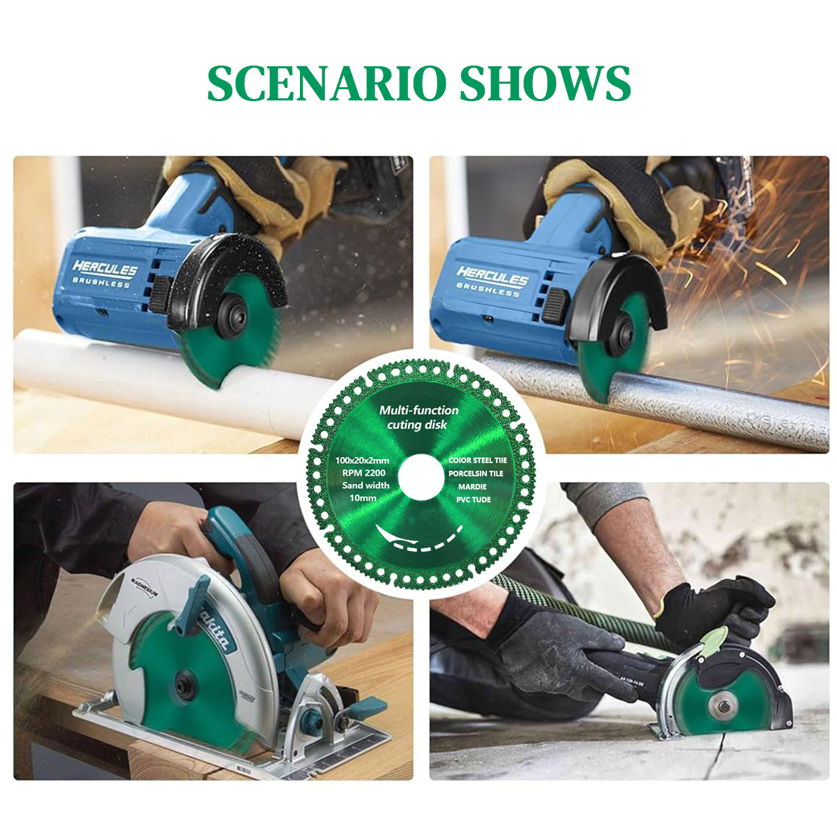Serplex Multi-function Cutting Disk for Grinder 4'' Diamond Made Hard Metal Cutting Disk for Marble, PVC, Stone, Ceramics, Wood, Color Steel Tiles