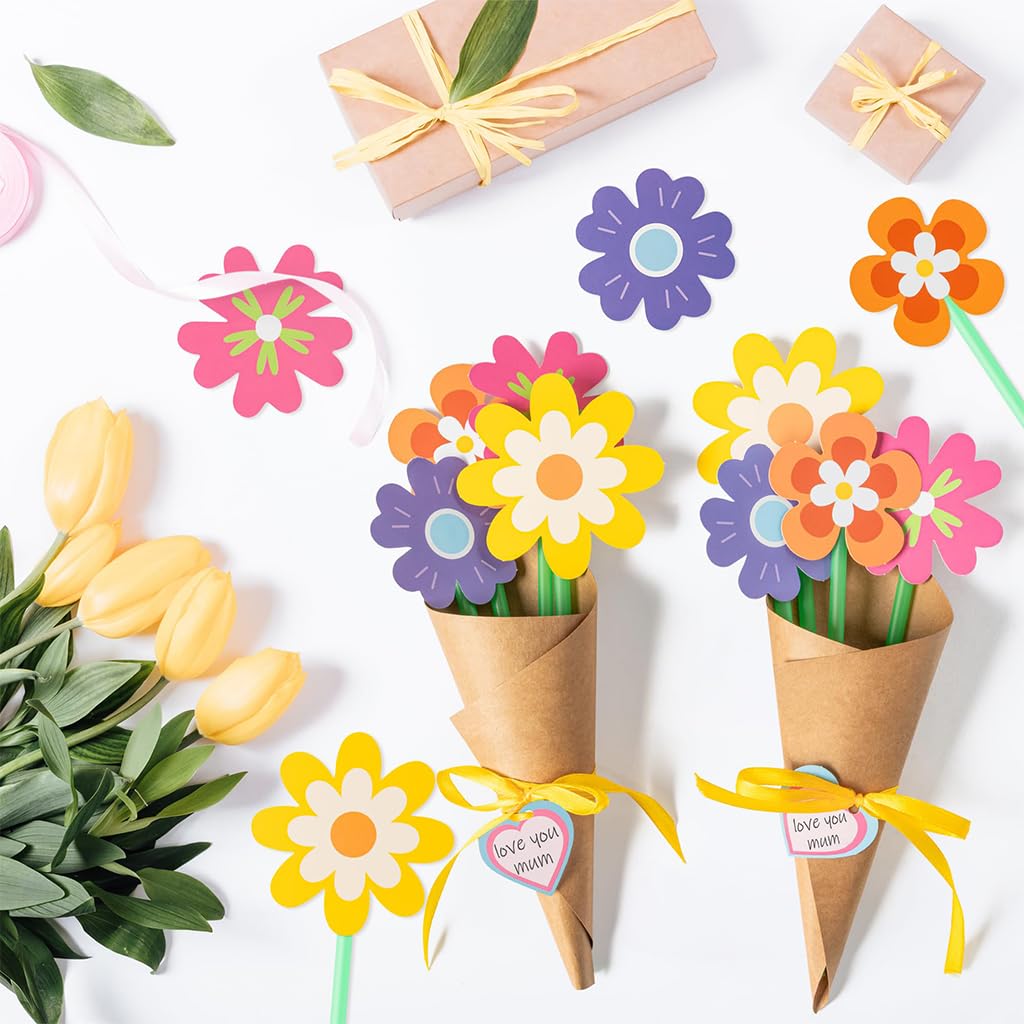 PATPAT DIY Paper Art Flower Bouquet Material Kit 24Pcs Color Paper Flower Bouquet Handmade DIY Material Kit Kindergarten Handmade Crafting Education DIY Craft Paper Kit Art Crafting Supplies