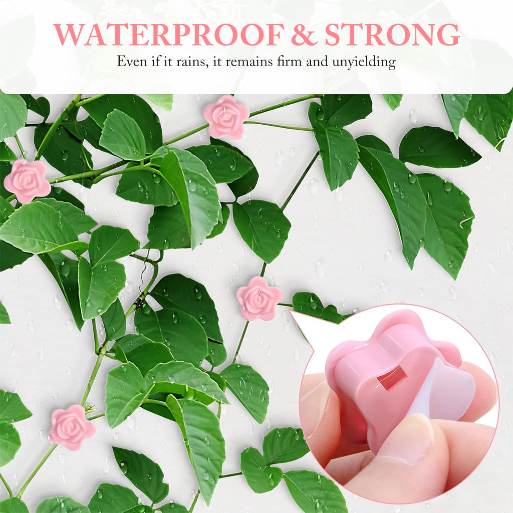 HASTHIP 10Pcs Pothos Branch Bender Clips with Self Adhesive Backing Rose Flower Shaped Clips Plastic Branch Clips Plant Branch Bender Clips Plant Training Clips for Orchid, MoneyPlant, Betel Leaf