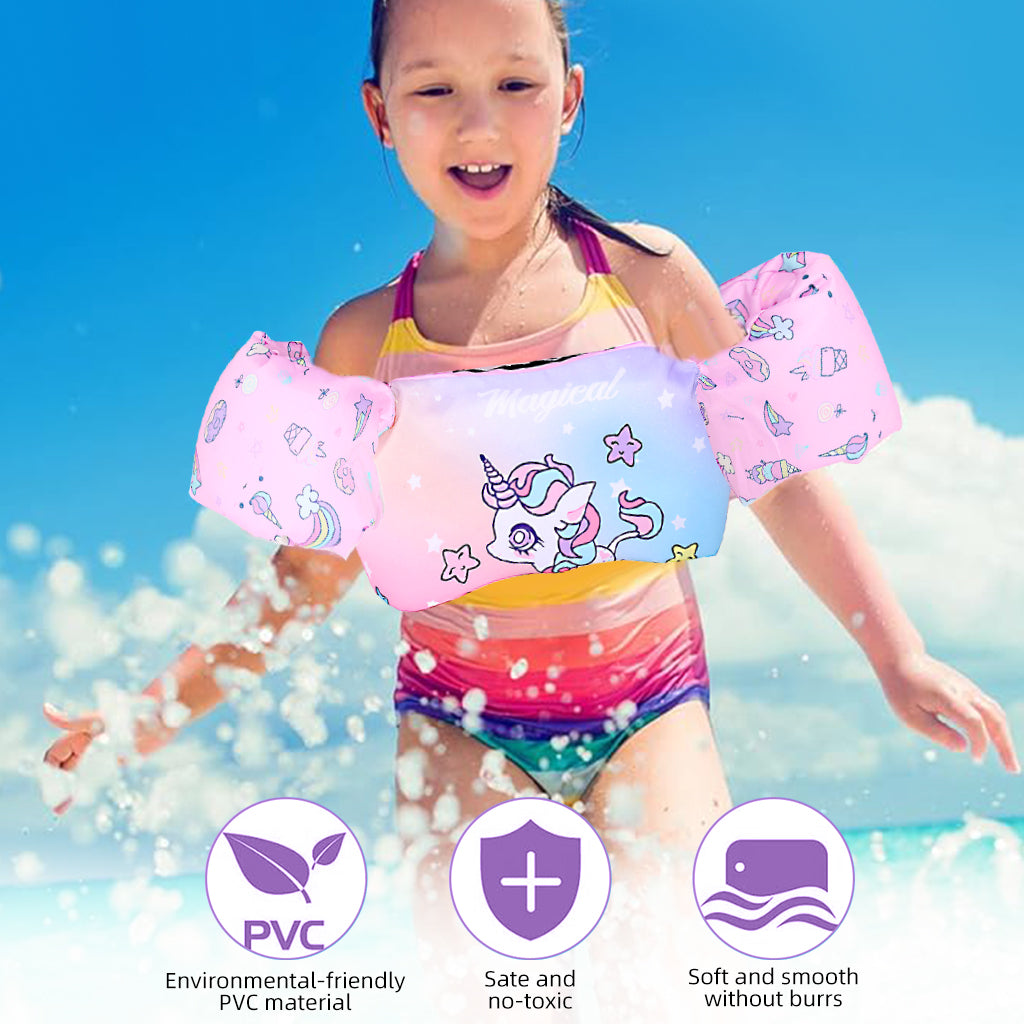 Proberos Unicorn Swim Vast One Piece Inflatable PVC Floating Vest Arm Floats Beginners Safe Floating Arm Floats Red Cartoon Kids Toddler Floating Vest Arm Floats for Toddler Kids 30-55 lbs
