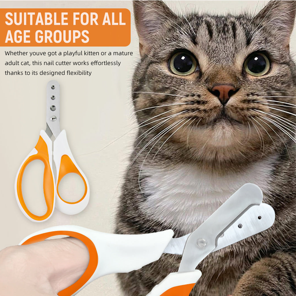 Qpets Cat Nail Clipper with 3 Cutting Guarding Holes 1.5mm/2mm/3mm Safety Nail Clipper for Cats Stainless Steel Safety Pet Nail Grooming Nail Clipper
