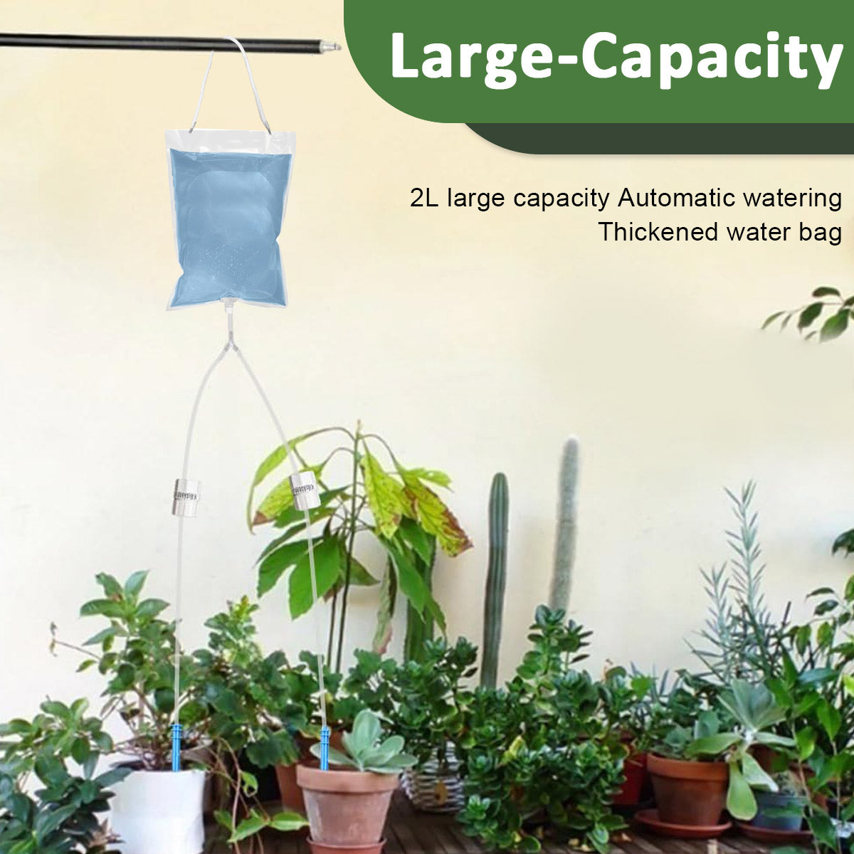 HASTHIP Dual Dripper Plant Watering Device Kit 2L Slow Drip Watering Device Plant Watering Bag with Adjustable Flow Automatical Plant Watering Device for Plant Pots