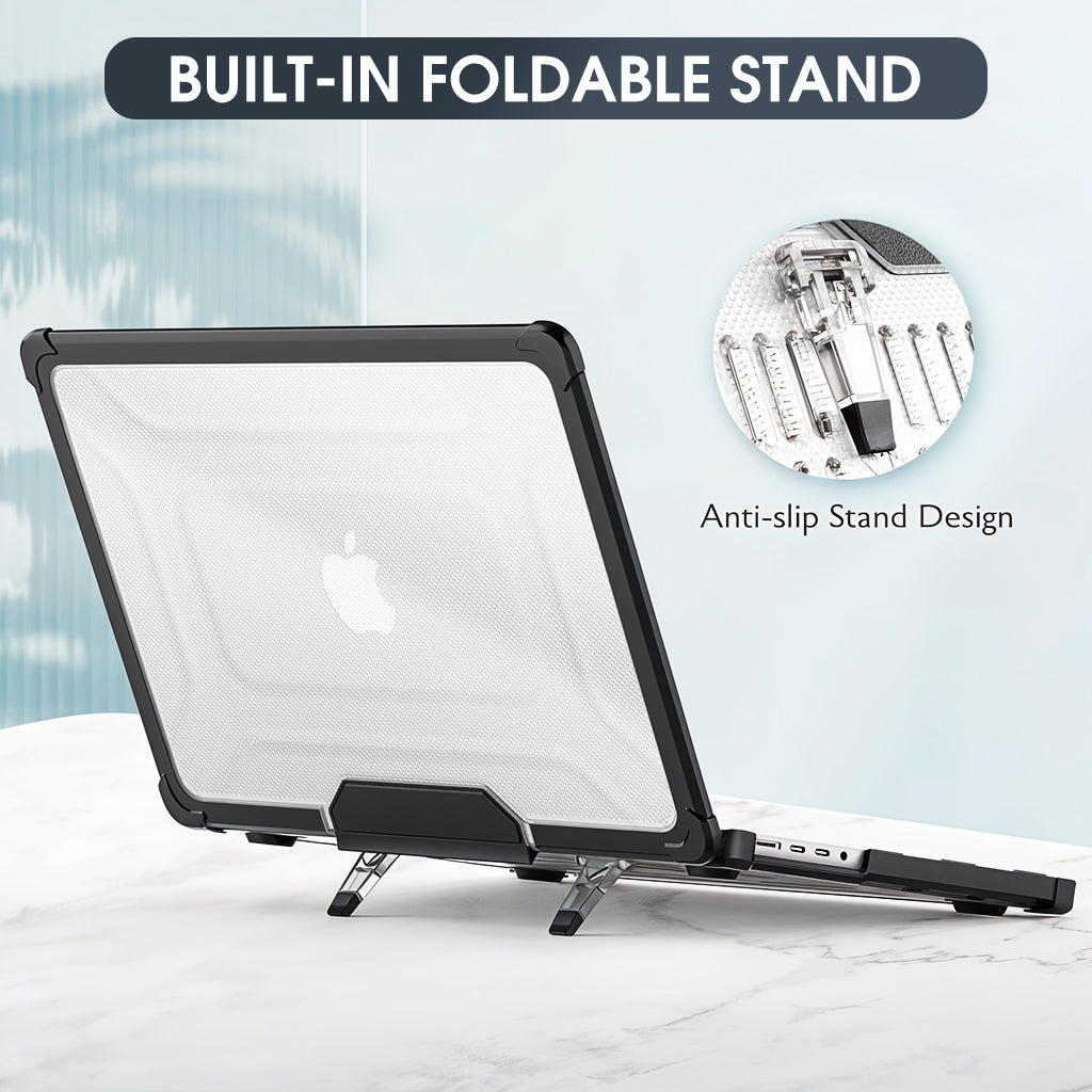 HASTHIP Laptop Case Cover for MacBookPro14 2021/2023 Sleek Rugged Protective Laptop Case with Riser Feet One-piece Snap-On Case Cover with Ventilation Back, Compatible with A2442/A2779/A2918/A2992