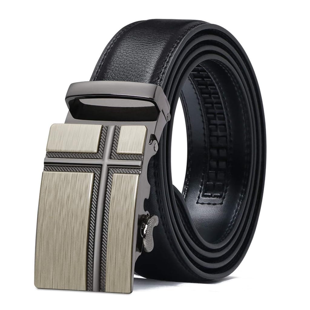 GUSTAVE Men's Belt, Leather Ratchet Automatic Belt for Men, Leather Belt, Width 3.5 cm, Length 130 cm