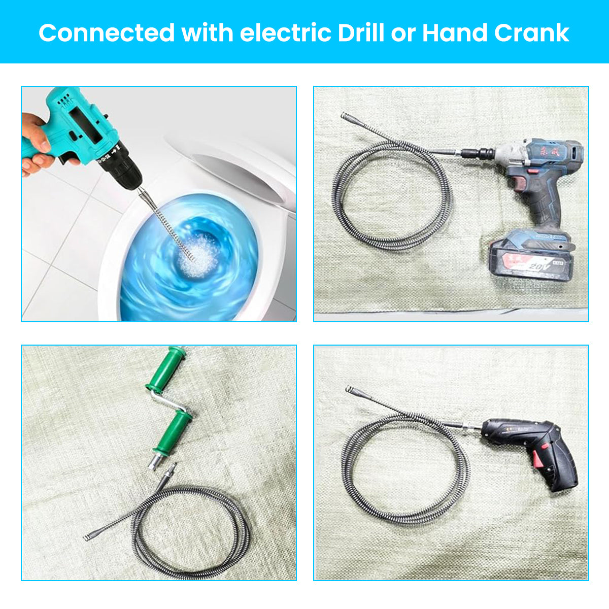 HASTHIP Drain Pipe Cleaner Drain Cleaning Cable 8.2Ft Metal Wire Drain Pipe Cleaner Power Drill Attachment with Adapter Universal Hex Shrank Spiral Drain Cleaning Cable for Power Tool, Rotary Tool