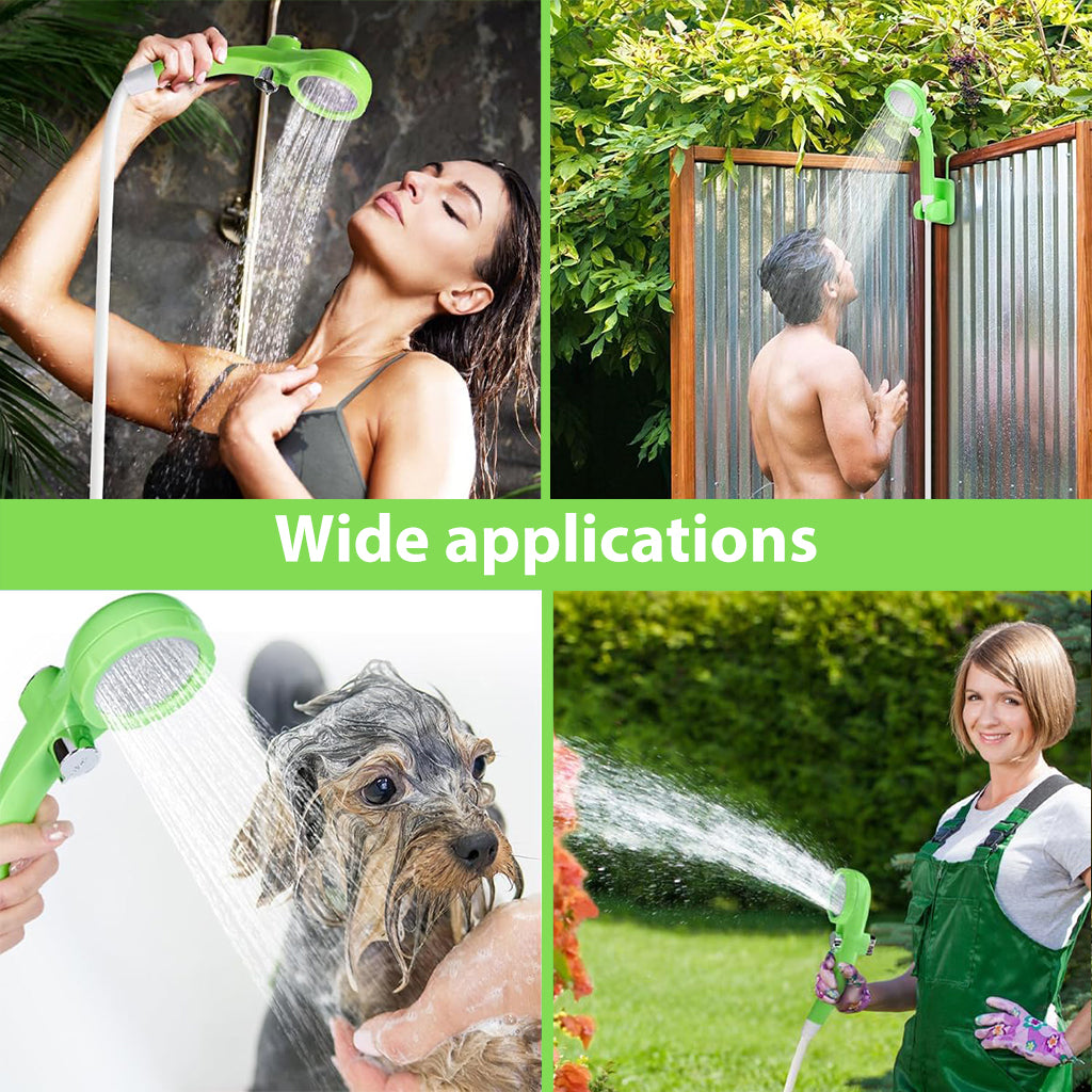 Proberos Electric Shower System with Water Pump Outdoor Moving Shower Head with 4 Spray Modes LCD Real Time Temperature Display IPX7 Waterproof Shower Water Pump Shower Head Kit for Camping