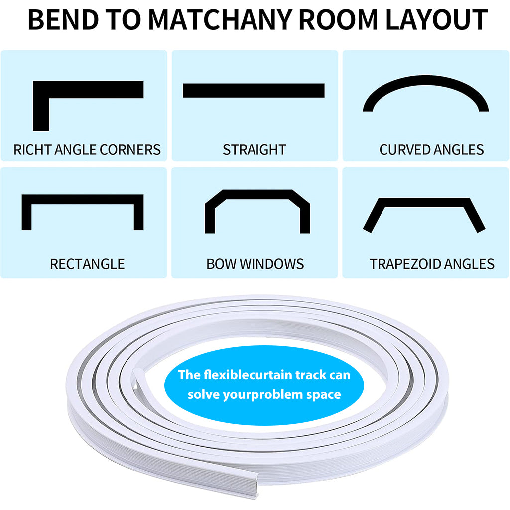 HASTHIP® 9.6ft/3m Flexible Ceiling Curtain Track, Curtain Ceiling Track, Ceiling Mount for Track Curtain System Universal Room Heavy Drape Curtain Mount Track, All Accessories Included