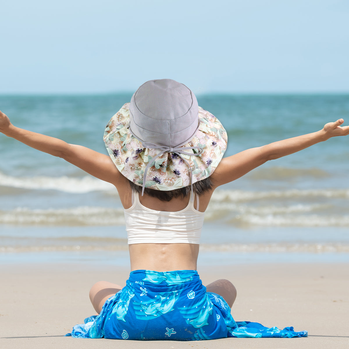 SANNIDHI Bucket Hat for Women Stylish, Sun Hats for Women, Floral Wide Brim Beach Hat for Women, UV Sun Protection Breathable Fishing Hat with Detachble Chin Strap (Mesh Liner, Flexible Brim )