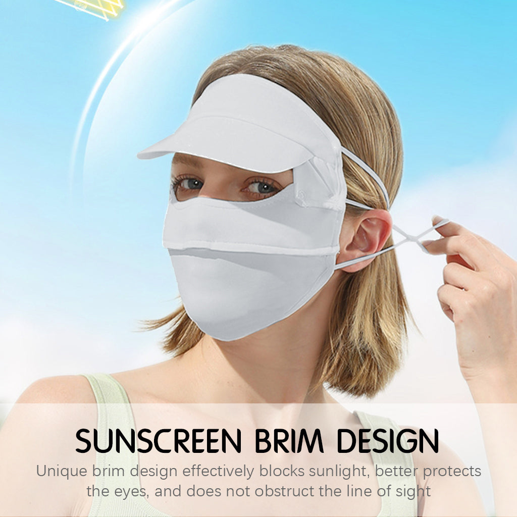 SANNIDHI Full Face Mask for Women Sun Protection, Face Cover Face Mask for Bikers with Detachable Brim, UPF 50+ Summer Cool Ice Silk Outdoor Face Mask for Running, Hiking (Blue)