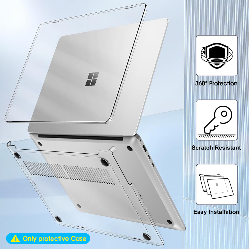 ZORBES For 2024 Surface Laptop 13.8 Inches Transparent PC Hard Case for Surface Laptop 7th Edition Snap-on Crystal Sheer Anti-scratch Protective Case