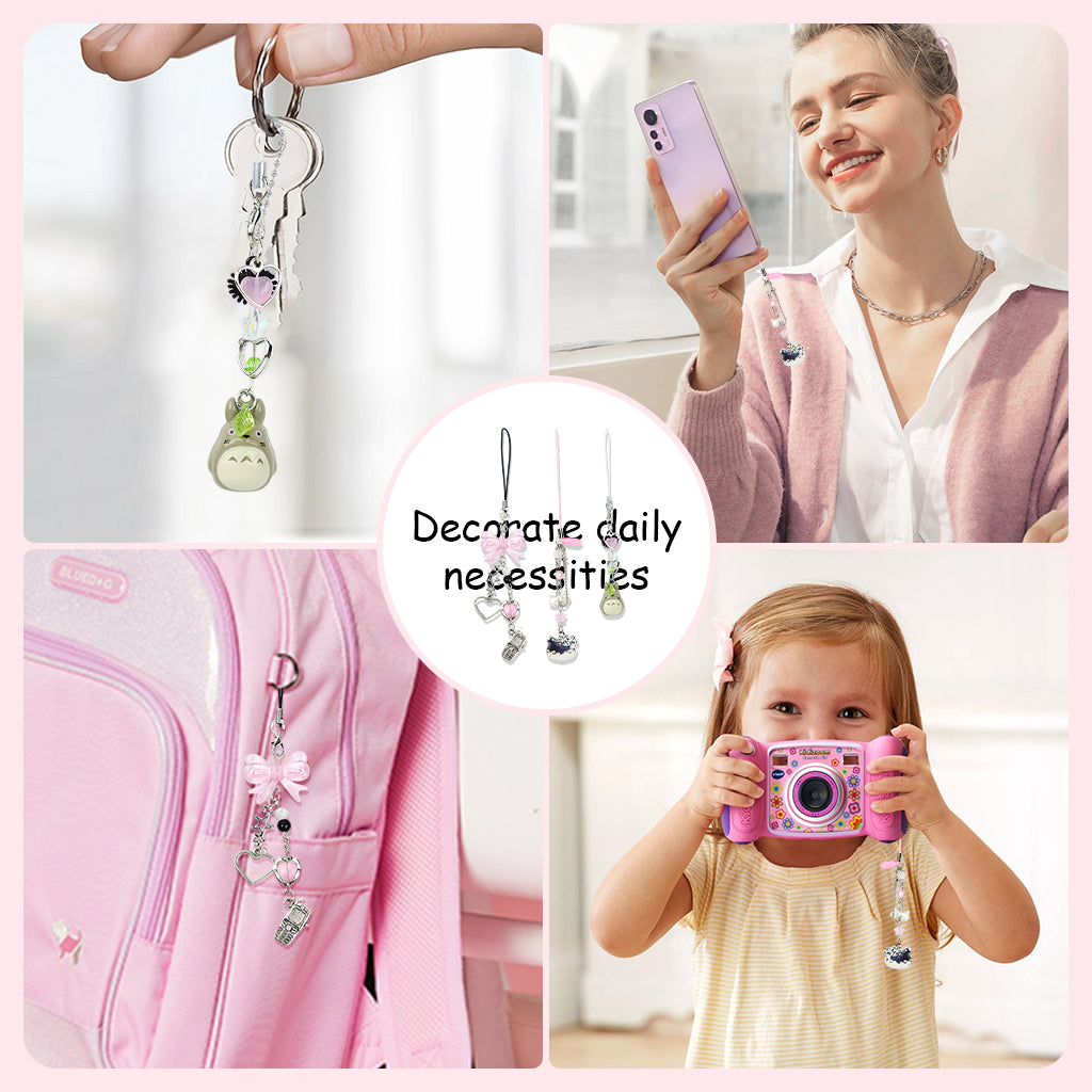 ZORBES 3 Pcs Butterfly Pendant Y2k Phone Charms Keychain Bag Strap Cool Cellphone Lanyard Keyrings Jewelry for Girls