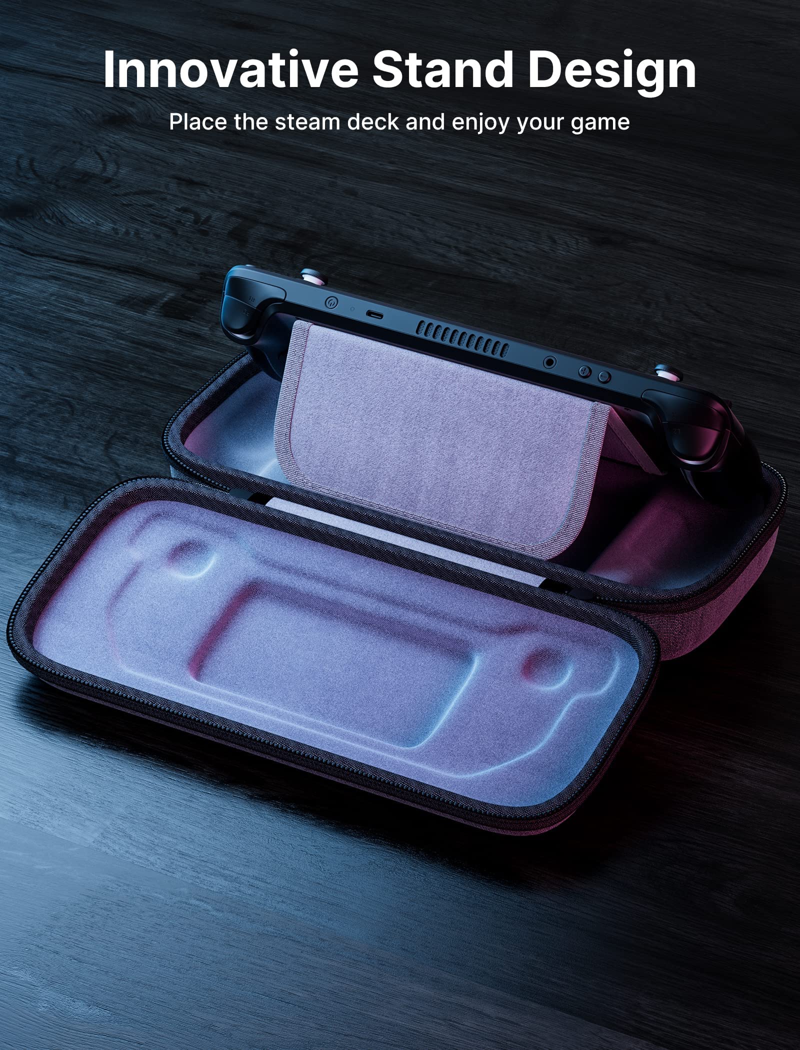 ZORBES Premium EVA Steam Deck Case with Large Storage Travel-Friendly Protective Carry Case Featuring Handheld/Fixed Modes, Soft Fleece Interior, Compatible with Steam Deck Accessories