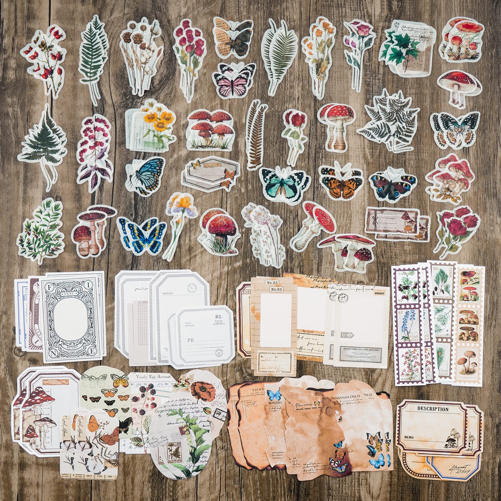 HASTHIP 200pcs Vintage Journal Supplies Pack for Scrapbook Supplies Art Journaling Bullet Junk Journal Planners DIY Paper Stickers Craft Kits Notebook Collage Album Aesthetic, Gold