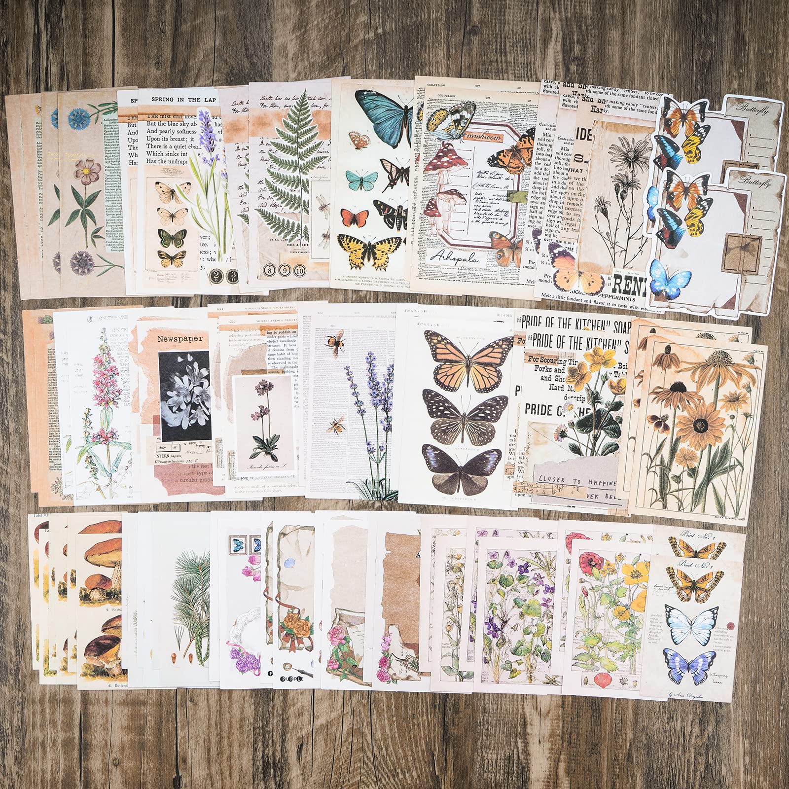 HASTHIP 200pcs Vintage Journal Supplies Pack for Scrapbook Supplies Art Journaling Bullet Junk Journal Planners DIY Paper Stickers Craft Kits Notebook Collage Album Aesthetic, Gold