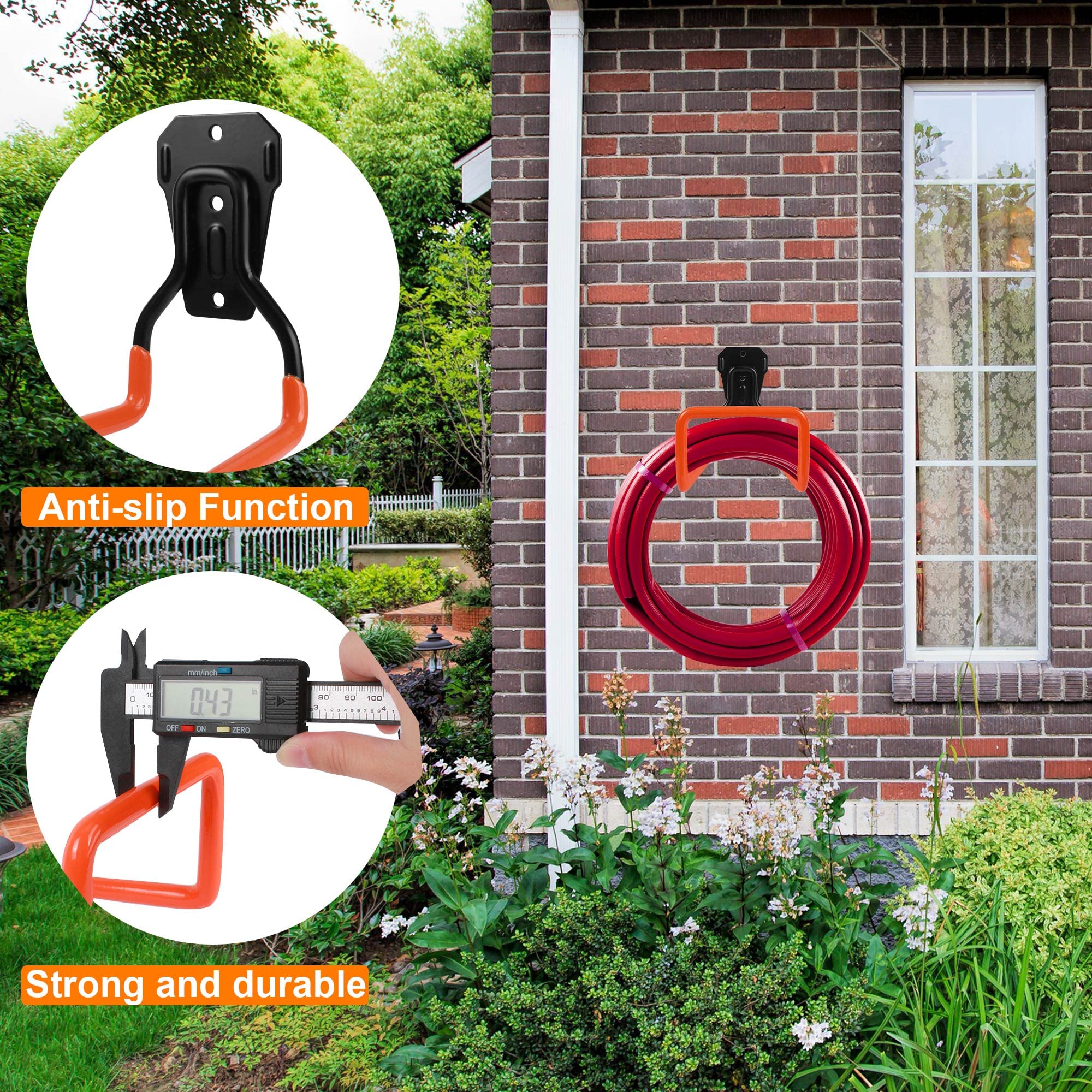 HASTHIP 2Pcs Garden Hose Holder Wall Mounted Hose Hook Wall Hook Metal Hose Organizer Long Hose Hanger Hook with Screws Heavy Duty Wall Hook for Hose, Cable, Water Hose