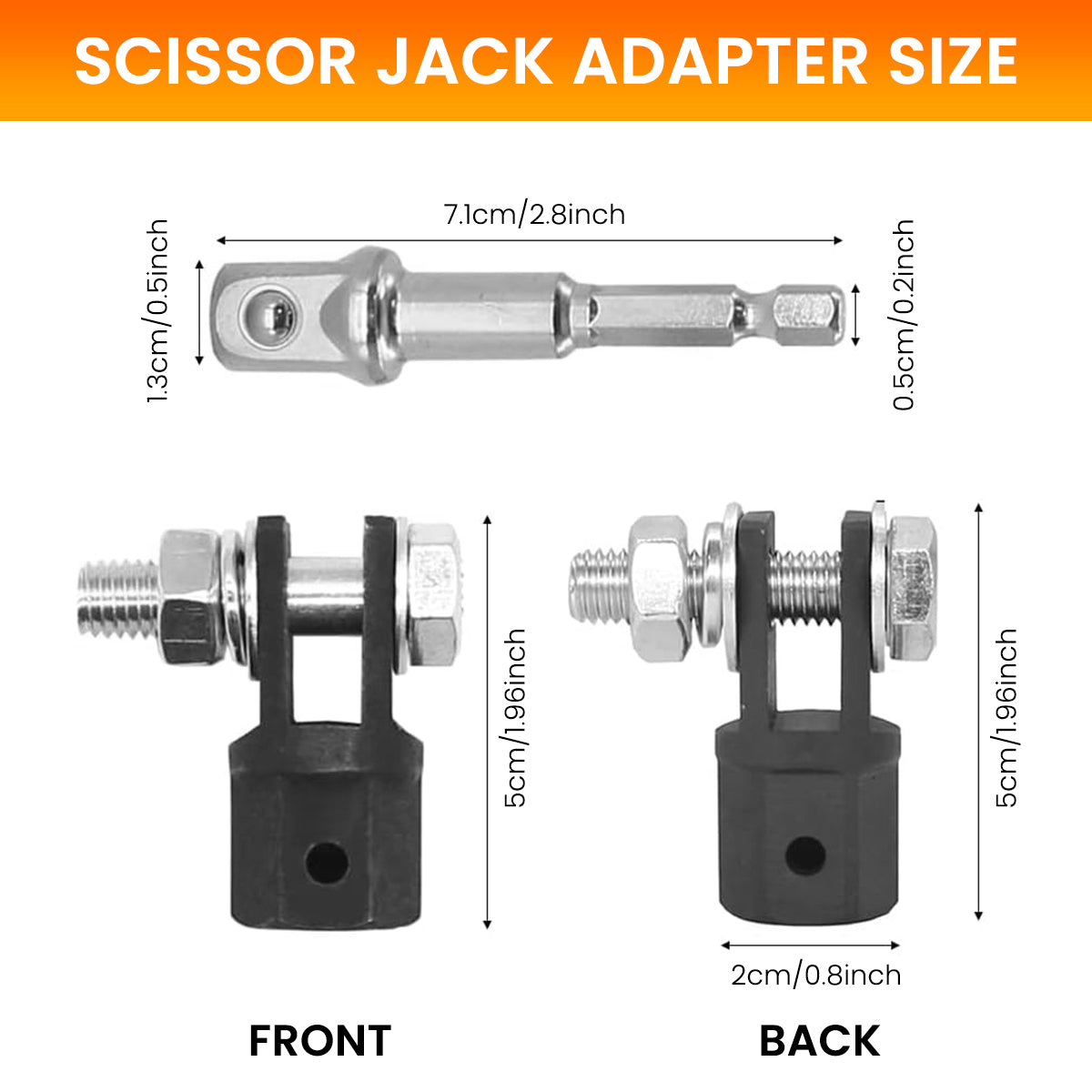 Serplex Car Jack Adapter, 1/2 Inch Car Scissor Jack Adapter, Drill Adapter Replacement for Ring Or Double Hole Scissor Jacks