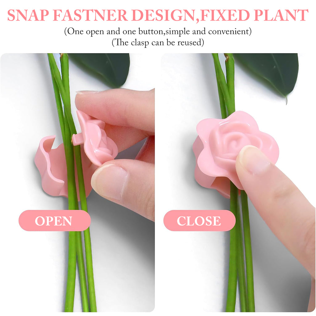 HASTHIP 10Pcs Pothos Branch Bender Clips with Self Adhesive Backing Rose Flower Shaped Clips Plastic Branch Clips Plant Branch Bender Clips Plant Training Clips for Orchid, MoneyPlant, Betel Leaf