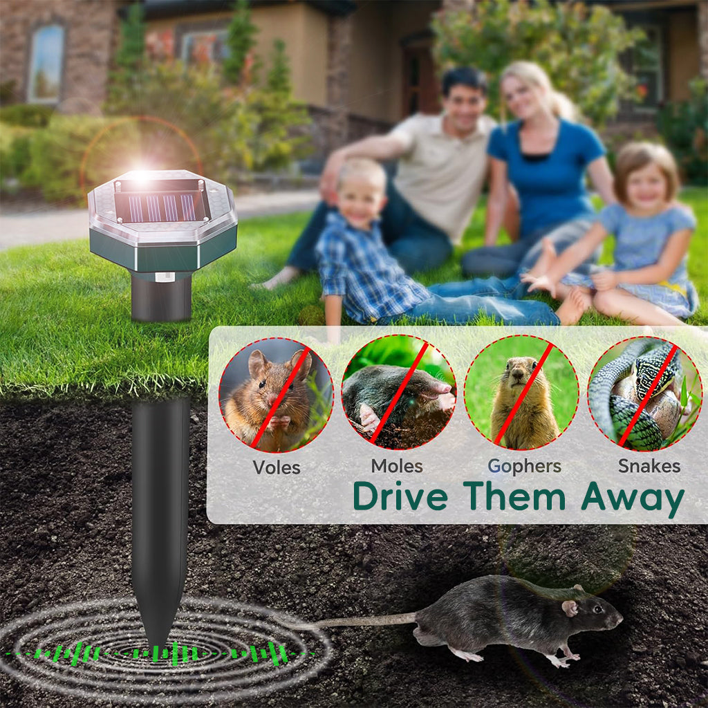 HASTHIP Solar Rats Repellent Ultrasonic Mouse Repellers Solar Powered Animal Repeller Devices for Birds, Rodents Waterproof Outdoor Lawn Garden Animal Repellers, Pack of 4