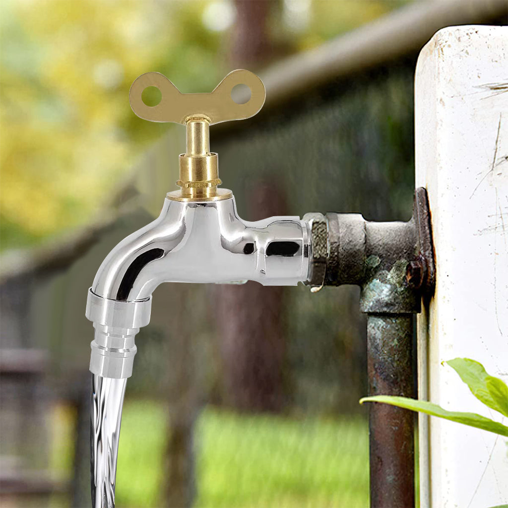 HASTHIP Lockable Faucet Zinc Alloy Rugged Faucet with 2 in 1 Key Water Valve Outdoor Security Key Lock Faucet Prevent Water Theft Universal 1/2'' Thread Water Faucet for Outdoor Spigots
