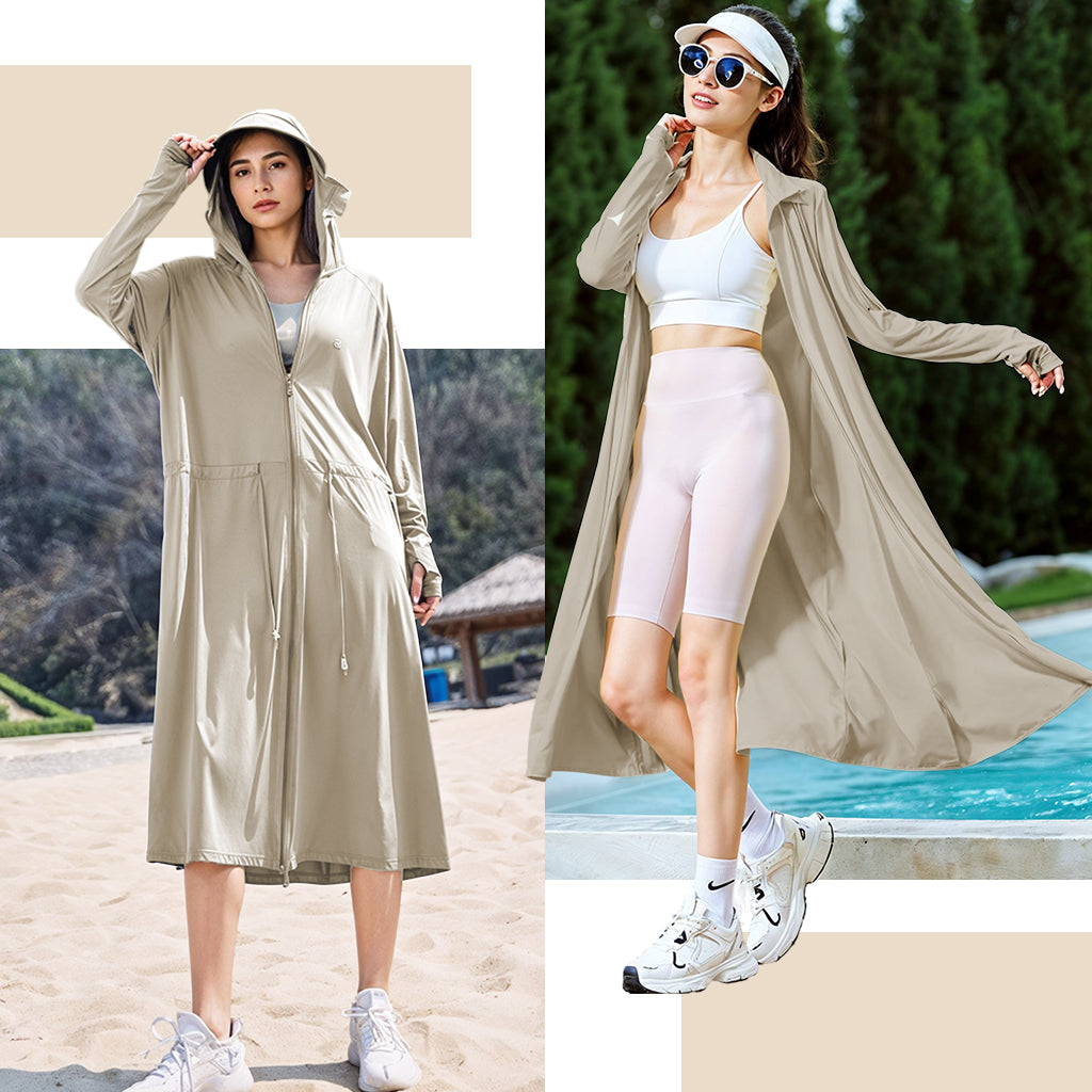 SANNIDHI Women's UPF50+ Sun Protection Hoodie Jacket Long Sleeve Swim Beach Cover Up Lightweight Zip Hiking Shirt Suit Coverups Quick Dry SPF Sun Jacket