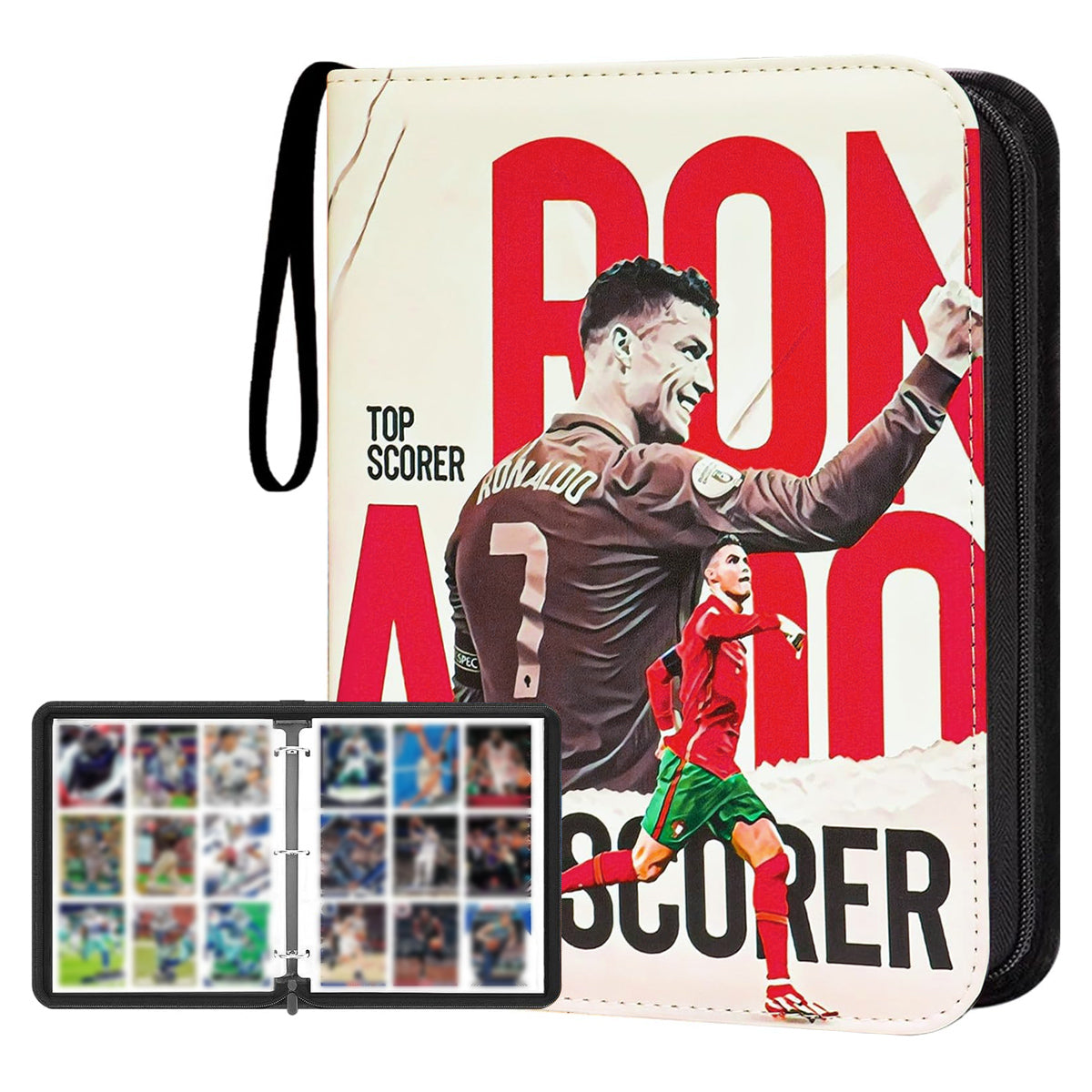 PATPAT 720 Pockets Soccer Card Binder Autographed Cards Storage Bag Fashion Waterproof Printed PU Cover Zipper Card Organzier Holder Multi Purpose Card Organizer Bag for Collectible Cards