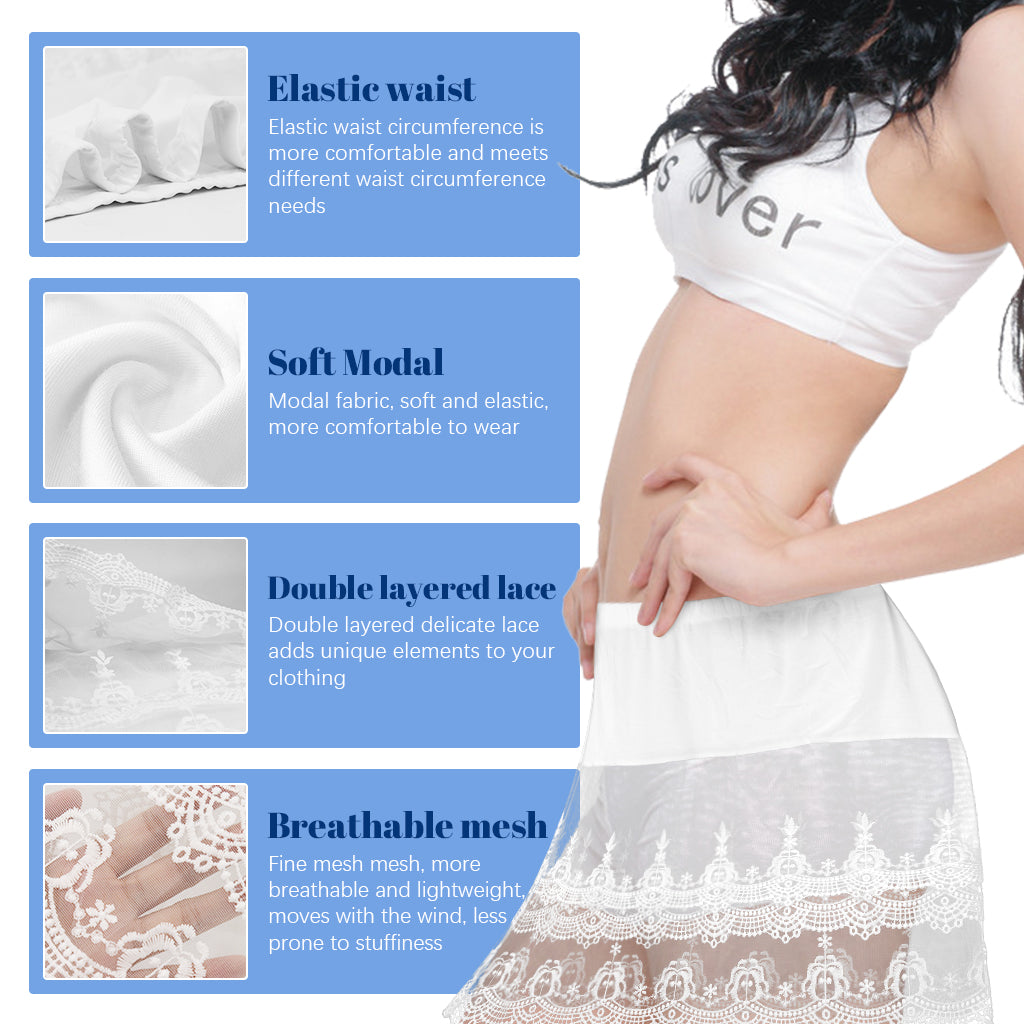 SANNIDHI Lace Shirt Extender for Women Layering, Y2K Skirt Overlay for Leggings, Fashion White Lace Edge Skirt for Layered, Versatile Underskirts Layering Clothing Accessories for Jeans, Trousers