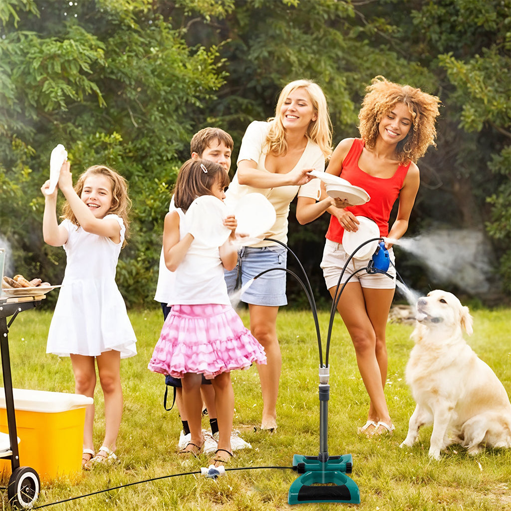 HASTHIP 10 Meters Misting System Flexible Multi-nozzle Water Spraying Device Outdoor Water Sprayer Garden Cooling System Free Standing Misting System Water Saving Mister for Patio, Garden, Backyard