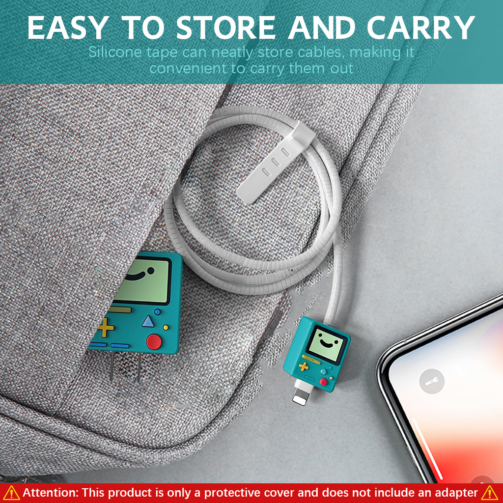 Verilux Charger Protector, for iPhone Charger Case Cover, Set of 4Pcs Silicone Charger Cover Cable Coil Sleeve Cable Connector Cartoon Case Compatible with 18W-20W iPhone Charger, Cable Protector