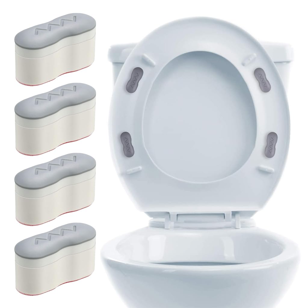 Serplex 4Pcs Toilet Seat Sanitary Bumpers Universal Toilet Seat Bumpers Replacement Strong Adhesive EVA Toilet Seat Sanitary Bumpers