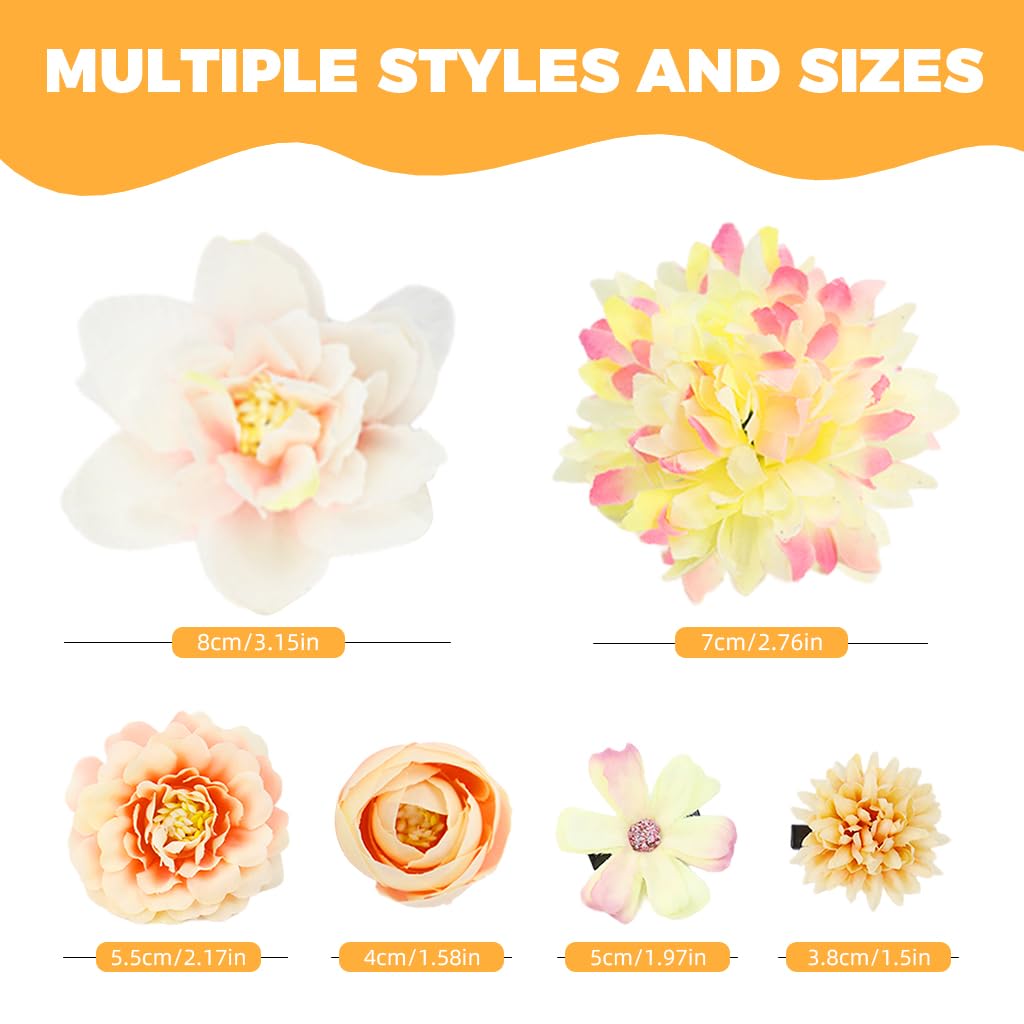 PALAY 12 Pieces Flower Hair Clip Rose Hair Clips Hair Barrettes for Women Flower Hair Accessories Boho Bride Claw Clip Hairpin Brooch Pin Headpiece for Girls