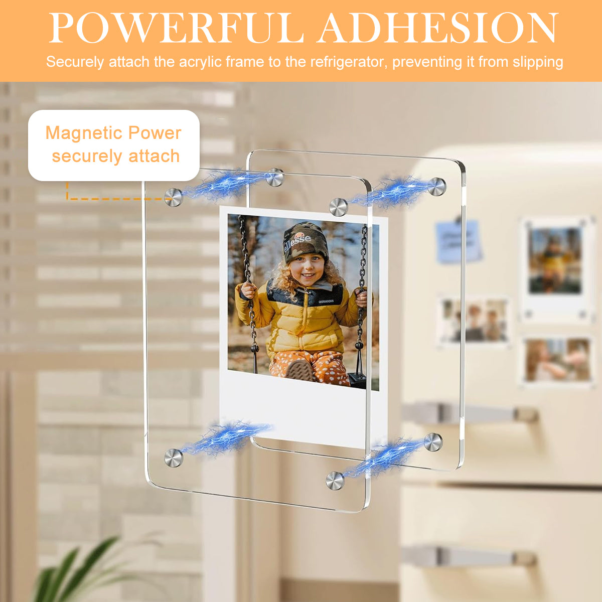 HASTHIP 4Pcs 6 * 4 Inch Acrylic Magnetic Photo Frame Transparent Magnetic Photo Frame for Fridge