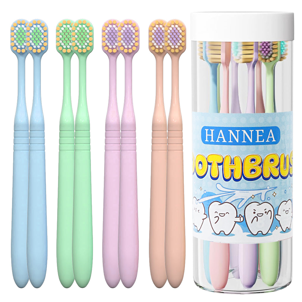 HANNEA 8Pcs Adult Soft Bristle Toothbrushes Round Head Adult Toothbrushes Ultra Slim Soft Bristle Design Suitable for Senstive Teeth Family Mega Pack Soft Bristle Toothbrushes