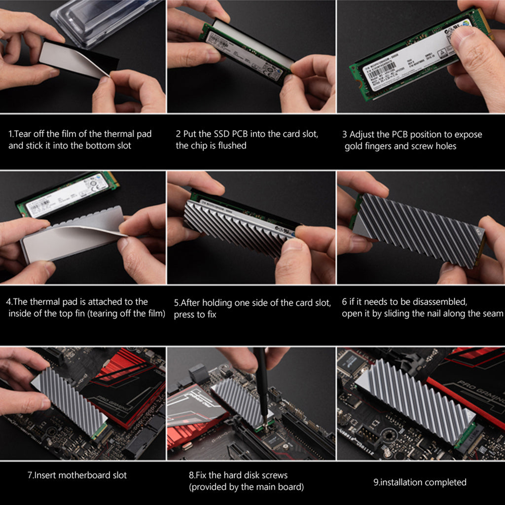 ZORBES Heat Dissipation Radiator Aluminum Alloy Heat Sink Thermal Cooling Pads for M.2 2280 SSD Heat Sink for PC Computer-Grey