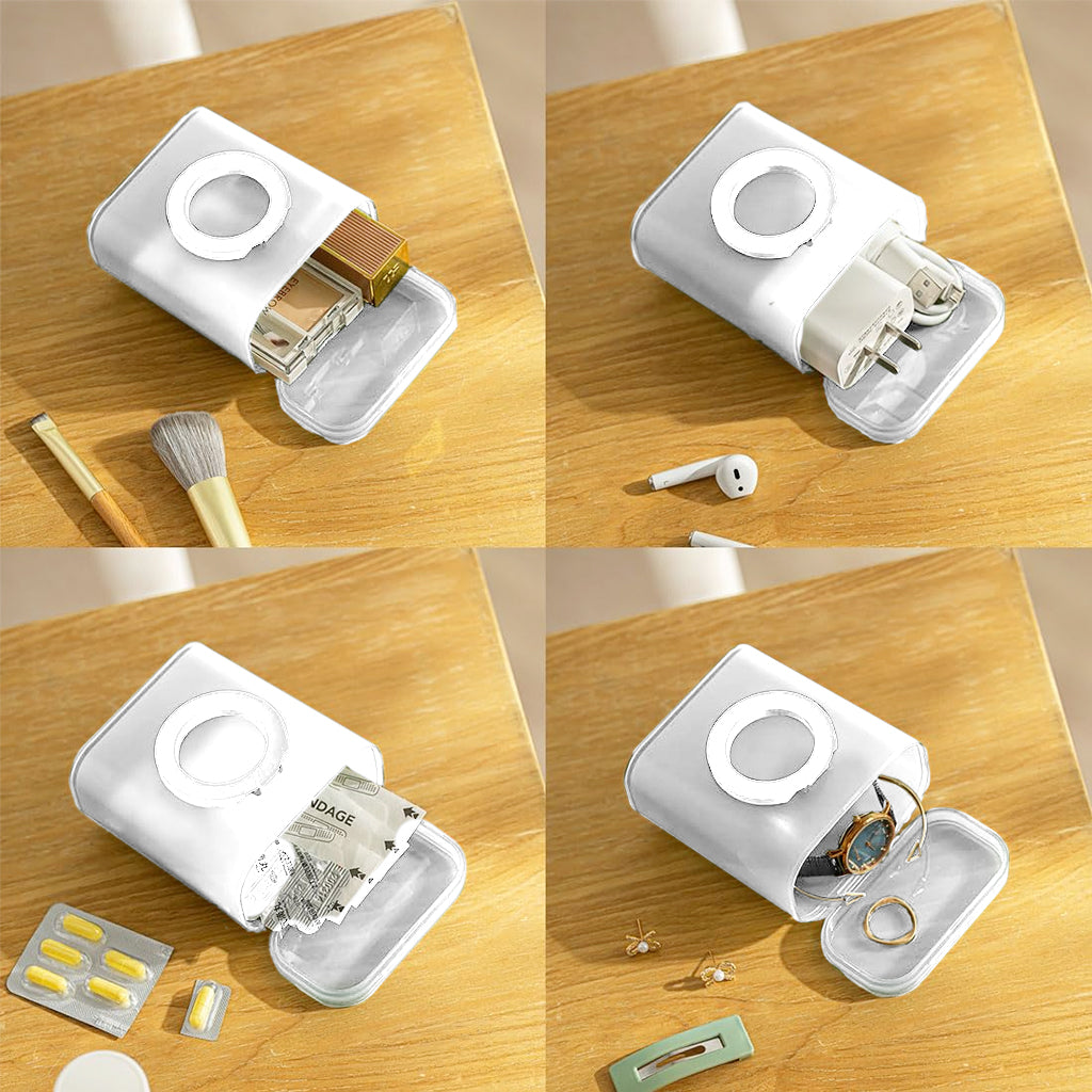 Verilux Travel Cable Organizer Storage Box with Folding Phone Stand Multi Cable Storage Organizer for Charging Cable, USB Cable, Data Cable, Charger Adapter, Earbuds, 7.8x4.9x9.3cm