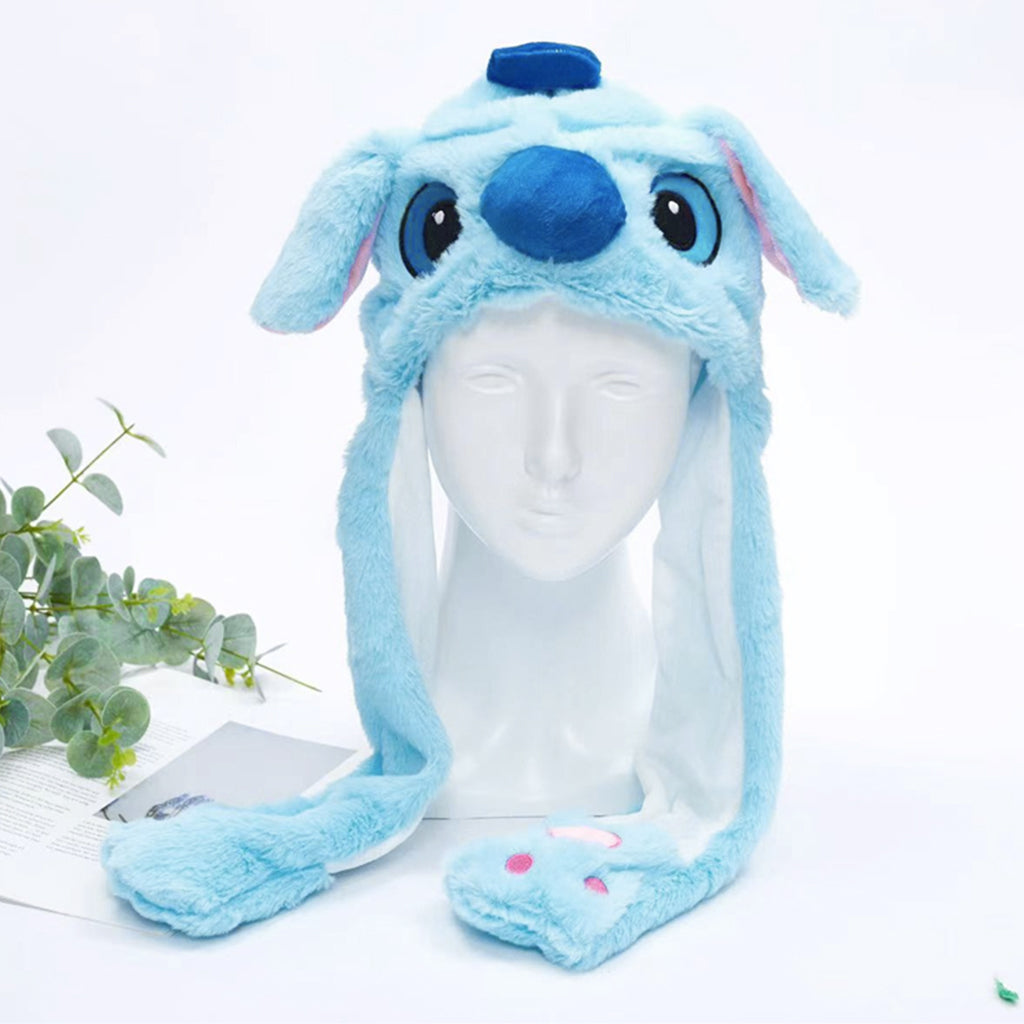 Verilux Girls Winter Hat Girls Hat Cute Cartoon Stitch Hat Plush Warm Winter Hat Fun Moving Ears Design Soft Fluffy Stitch Hat for Women Girls