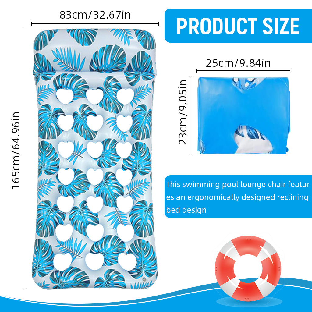 Proberos Inflatable Pool Lounger for Adult 5.25ft Long Swimming Pool Float Inflatable PVC Swimming Pool Float Seat Water Floating Bed for Pool Water Lounging Bed for Sunlight Bathing, Blue