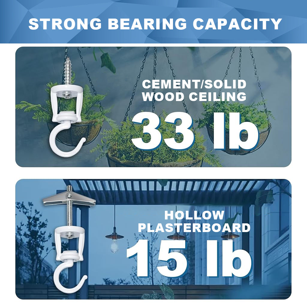 HASTHIP 2Pcs Ceiling Hooks Screw Fixing Zinc Alloy Metal Ceiling Hooks Multi Purpose Decorative Ceiling Hooks for Hanging Planter, Flower Basket, Lantern, with Screws Pack
