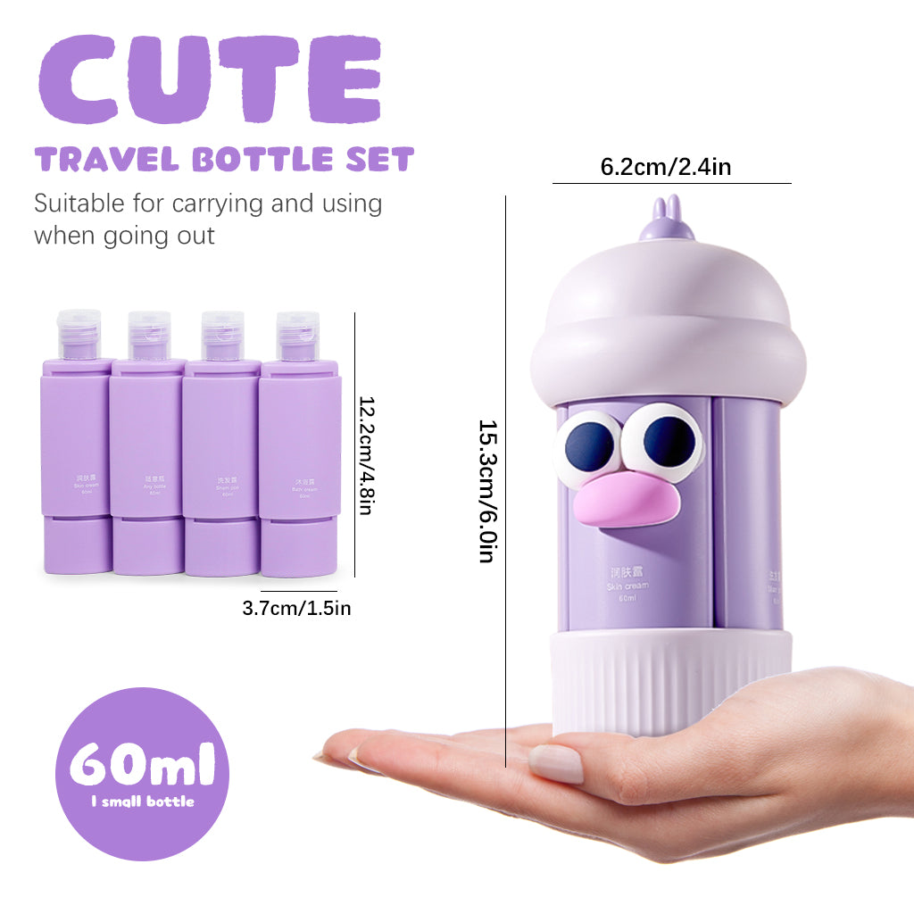 MAYCREATE Travel Bottles Set, 4Pcs 60ml Silicone Travel Bottles Modular Toiletries Containers Leaking Proof Flip-up Lids Design for Shampoo, Shower Gel, Body Lotion, Face Cream, Moisturizer