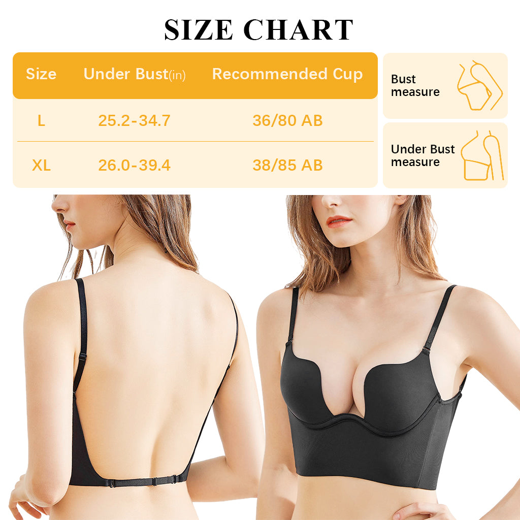 SANNIDHI Low Back Bras for Women, Plunge U Neckline Backless Bra Push Up Deep V Padded Low Cut Bras Open Back Multiway Halter Bras for Support,  38/85AB