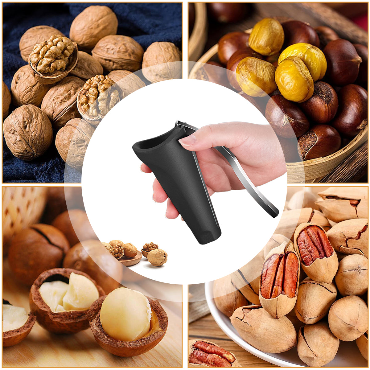 HASTHIP 1Pcs Nutcracker Cone Shaped Nut Cracker Walnut Crack Tool Hard Shell Nut Cracker with Lever Handle Kitchen Nutcracker for Walnut, Hazelnuts, Macadamia Nuts