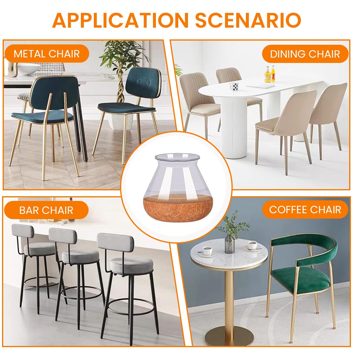 Serplex 24Pcs Chair Leg Floor Protectors Felt Padded Furniture Leg Floor Protectors Silicone Chair Leg Protectors Non-Slip Silent Chair Leg Sleeve for Tilting Legs & Vertical Legs of 19-30mm