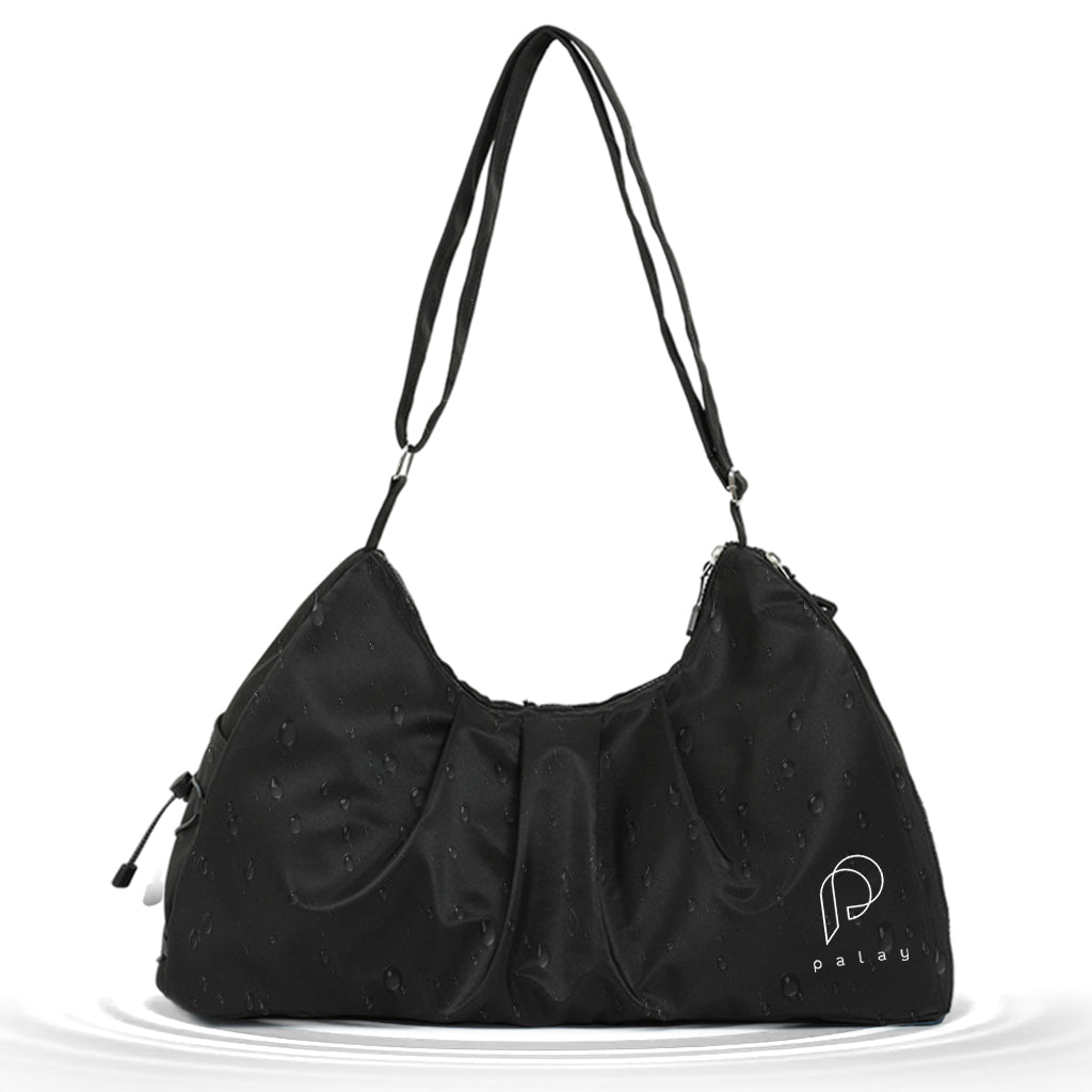 PALAY Women Gym Bag Waterproof Nylon Carry-on Bag with Shoe Compartment Travel Duffle Bag Shoulder Bag with Adjustable Shoulder Strap Multi Use Casual Shoulder Bag for Trip, Gym, Black