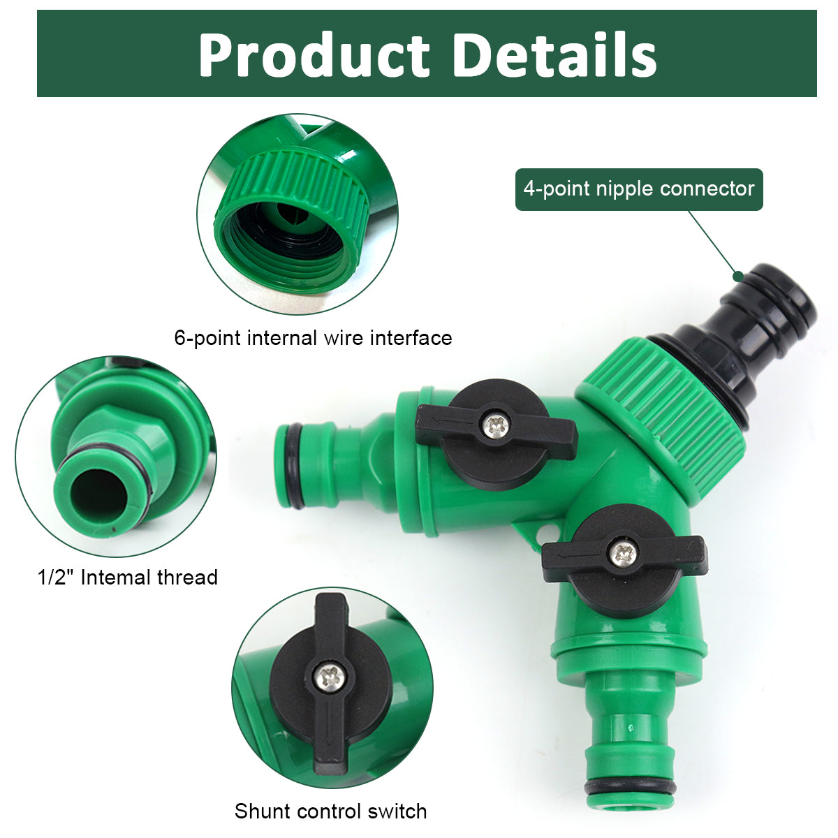 HASTHIP Garden Hose Splitter Faucet Diverter Splitter High Pressure Y-shaped 2-Way Water Splitter with Individual Control Water Tap Diverter Universal Faucet Diverter