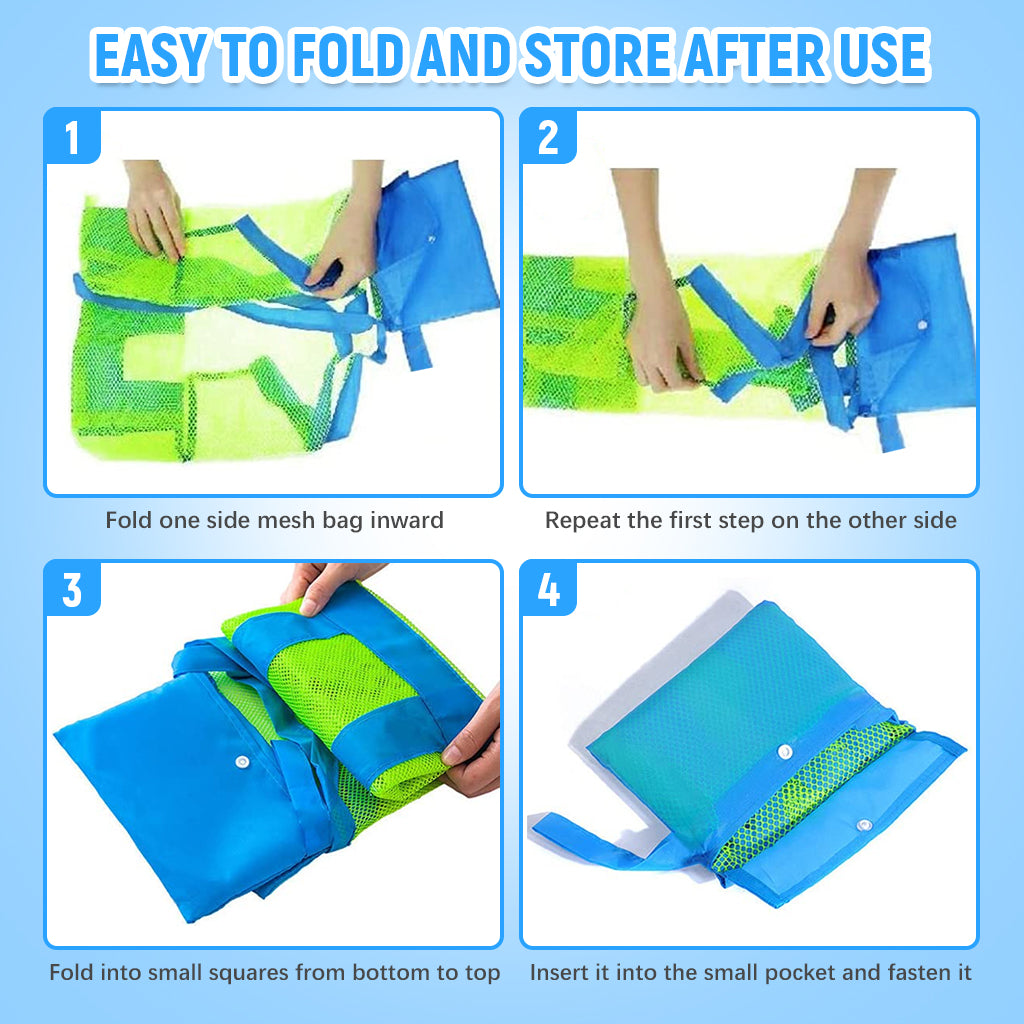PATPAT Carry Bag for Sand Toys Storage Bag Polyester Mesh Shoulder Bag with Zipper Pouch Multi Use Storage Hand Bag Kids Beach Toy Bag Swimming Gear Bag
