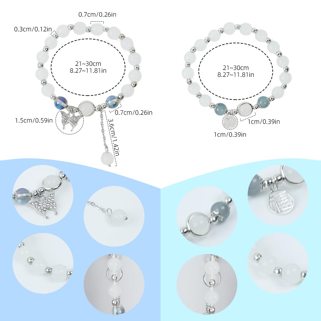 SANNIDHI 4Pcs Girls Beads Bracelets Kit Chain Bracelets Beaded Bracelets Dreamy Glass Beaded Bracelets Layered Chain Bracelets Friendship Bracelet Women Girls Bracelet Jewelry Gift
