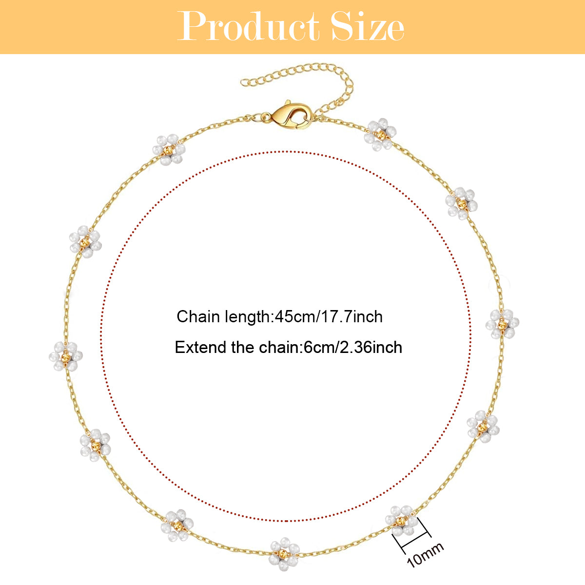 SANNIDHI Pearl Necklace for Women Girls Flower Pendant Necklace with Gift Box Gold Plated Stainless Steel Chain Necklace Jewellery Valentine Birthday Gifts for Women, Girls, Sister, Girlfriend